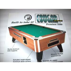 Valley Cougar Pool Table Wall POSTER 1998 Original Table Billiards Art 27" X 19"